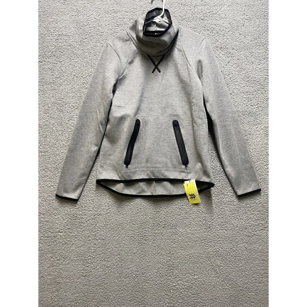 All in Motion Women's Size XS High Collar Femme Knit Fleece Gray Zip Pockets New